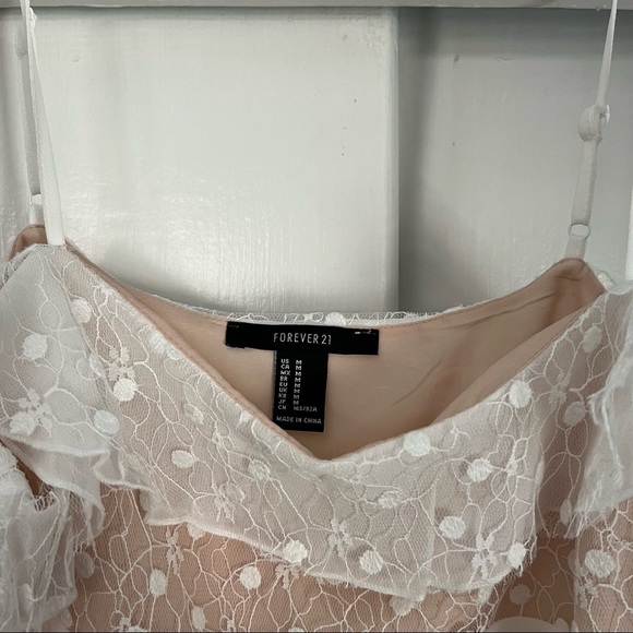 Forever 21 White and Nude Ruffle Lace Skirt Set - Picture 5 of 6